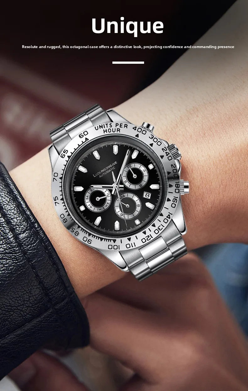 Fully automatic mechanical watch, business-style, luminescent, waterproof, men's mechanical watch, sapphire crystal glass mirror