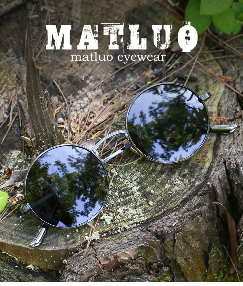 Men Polarized Sunglasses Retro Punk Style Metal Small Round Frame Sunblock Sun Glasses Drive Sports Outdoor Travel Eyewear T251