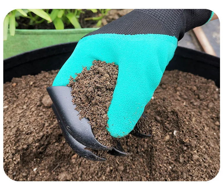 With Claws Gardening Gloves Stab Resistant Waterproof Wear-resistant Grass Pulling Soil Digging Security Protection Garden Glove