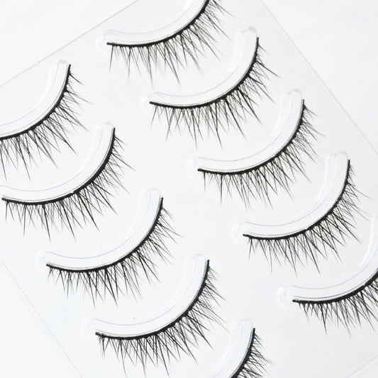 Strips False Eyelashes Full Strip Hard Stem Baby Straight Fish Tail fake eyelash Natural lashes for Double Eyelid Cosplay