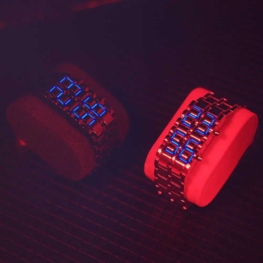 Men Digital Watch Large Screen Electroplated Men Watch Male Binary Steel Band Electronic Sport Watch Relogios Masculino