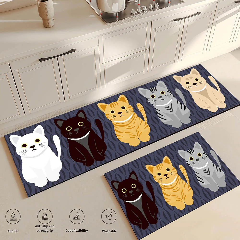 Carpet for Kitchen Floor Mat Waterproof Non-slip Long Rug Oil-proof Foot Mats Pink Flower Home Decoration Modern Absorbent Rugs