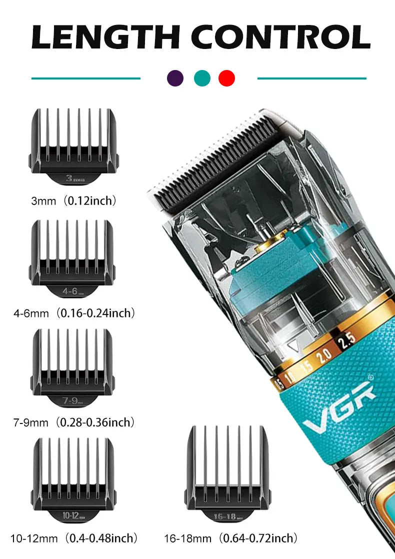 Original VGR Professional Hair Trimmer Cordless Barber Hair Clipper For Men Washable Beard Hair Cutting Machine Rechargeable Set