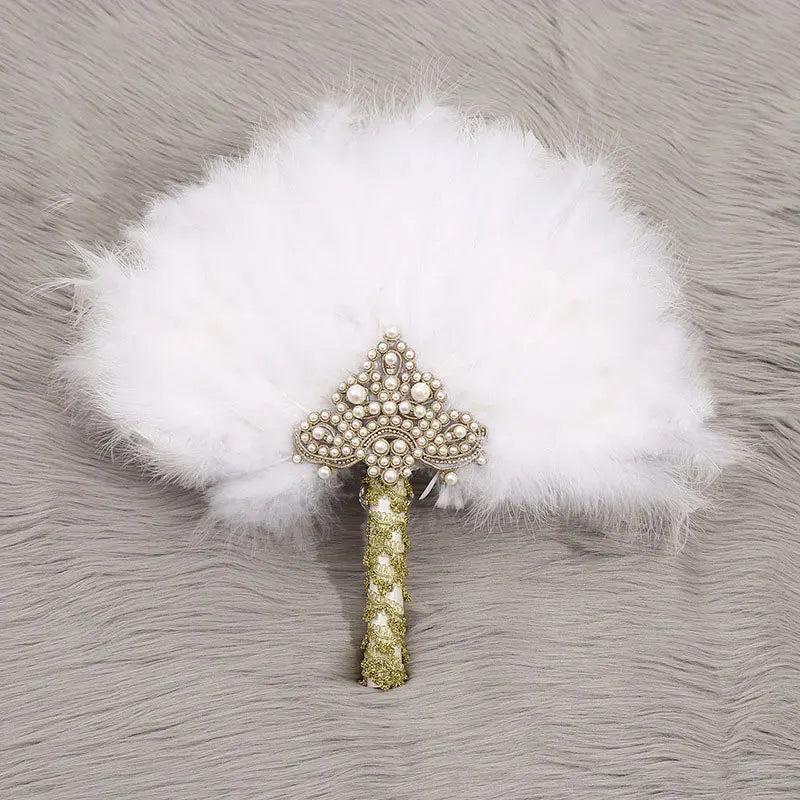 Western Wedding Bride Holding Fan, Big Round Feather Fan, Stage Performance, Dance Fan, Photography Prop, Wedding Supplies