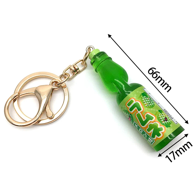Japanese Ramune Soda Keychain Kawaii Food Charm Bag Pendant Cosplay Props Drink Keyring Accessory