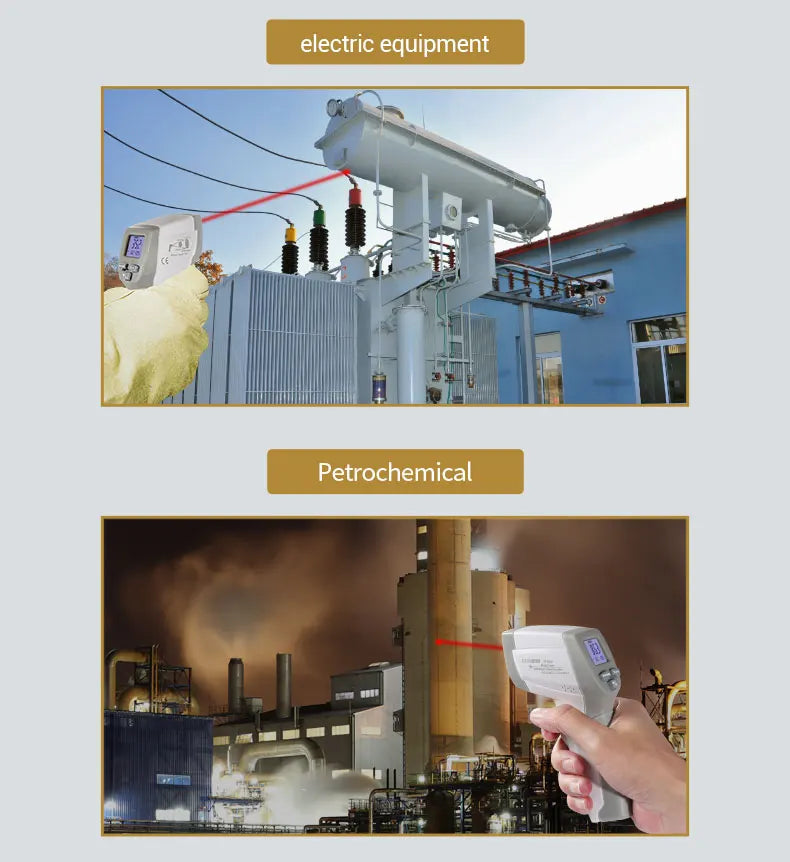 Industrial Laser LCD Digital IR Infrared Thermometer Temperature Meter Point -50-500 Degree Non-Contact Thermometer Pyrometer