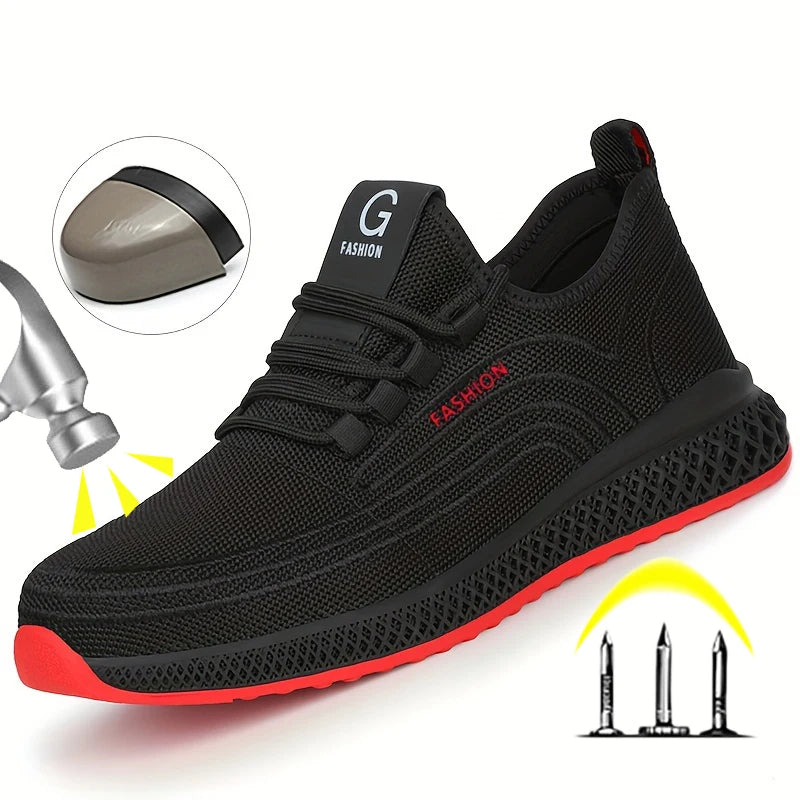 Work Shoes With Steel Toe Boots Anti Smash Safety Shoes Men Women Light Work Sneakers Breathable Anti-Stab Indestructible Shoes