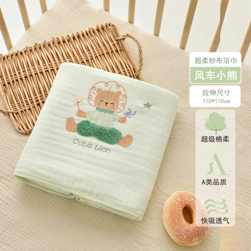 Baby Bath Towel for NewbornsAGauze-like Blanket Wrap Single Children's Bath Towel Infant Six-layer Ultra-soft Bath Towel