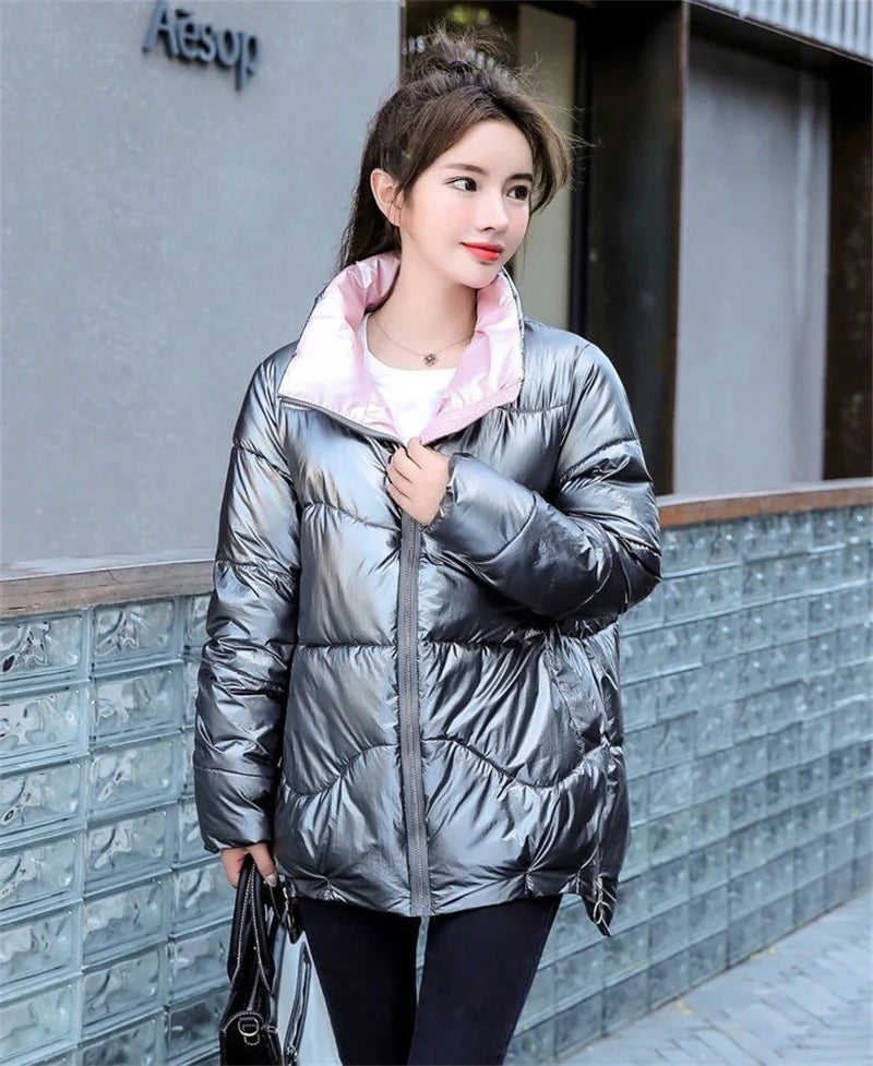 2026 New Winter Jacket Women Parkas Glossy Warm Thicken Coat Female Cotton Padded Parka Waterproof Outwear Loose Snow Jacket
