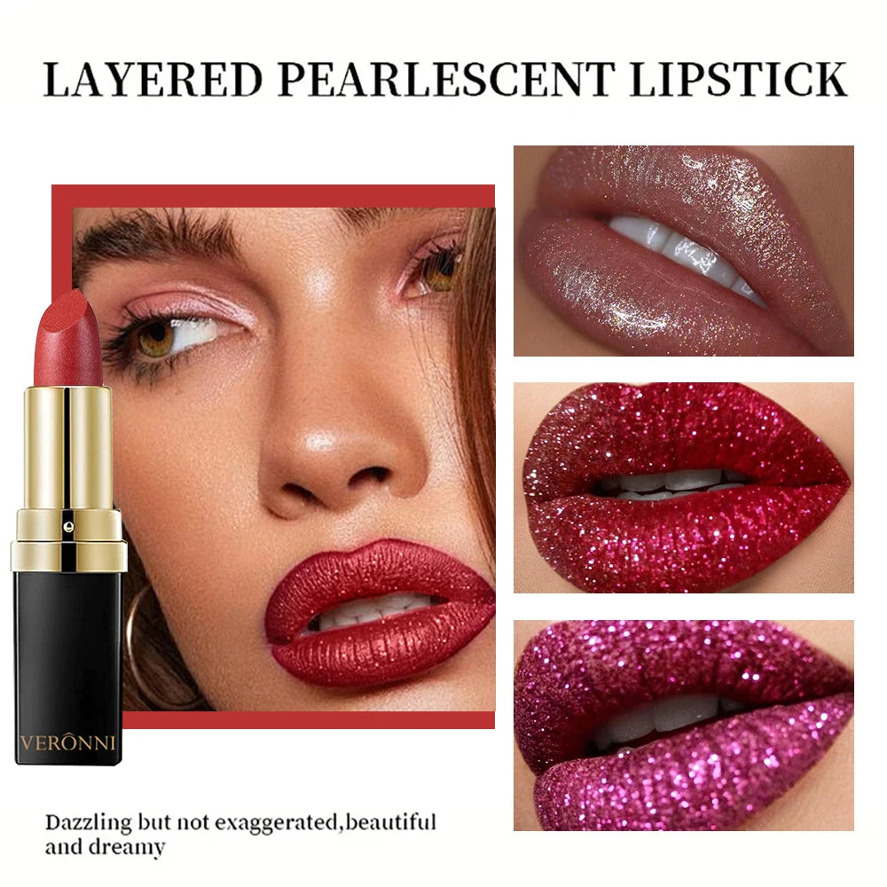 Glitter Lipstick,Sparkling Lip Gloss Lip Balm,Starry Shimmer,Moisturizing Lip Balm,Long-Lasting Lip Makeup Music Festival