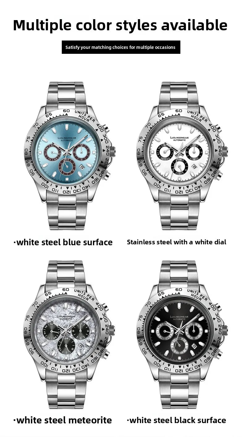 Fully automatic mechanical watch, business-style, luminescent, waterproof, men's mechanical watch, sapphire crystal glass mirror