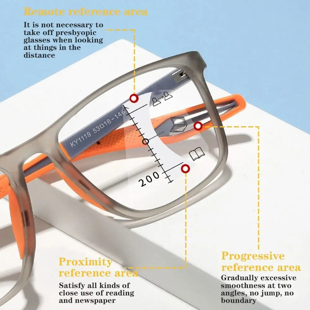 Soft Multifocal Progressive Reading Glasses TR90 Anti Blue Light Near Far Eyewear Men Women's Large Frame Farsight Eyeglasses ﻿