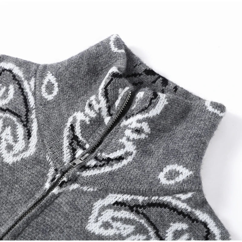 Jacquard Knitted Women's Cardigan Sweater Fashion Zipper Loose Pocket Casual Lady Sweaters 2026 Spring Street Long Sleeve Top