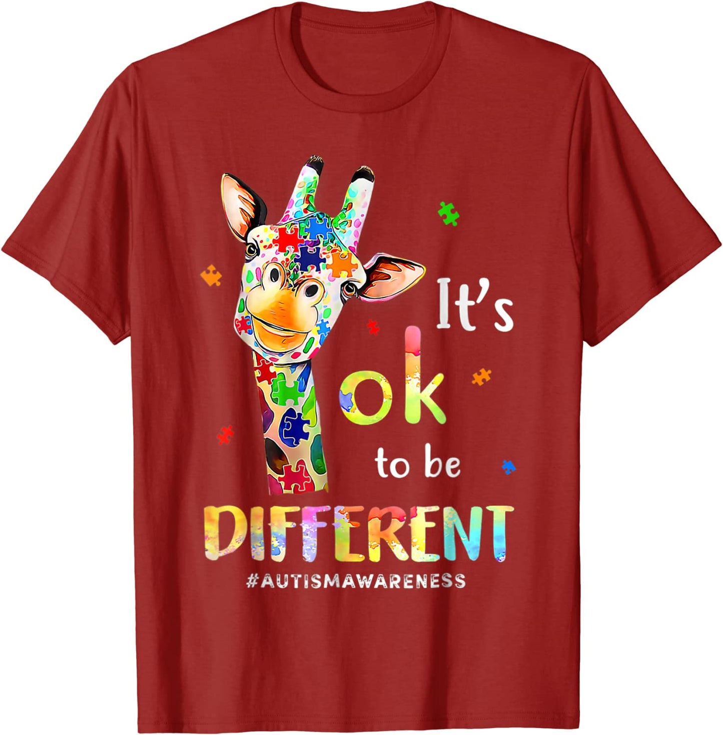 Autism Awareness T-Shirt Cute Giraffe Animals Be Differents Graphic Tee Tops Proud Autism Family Matching Outfits Novelty Gifts
