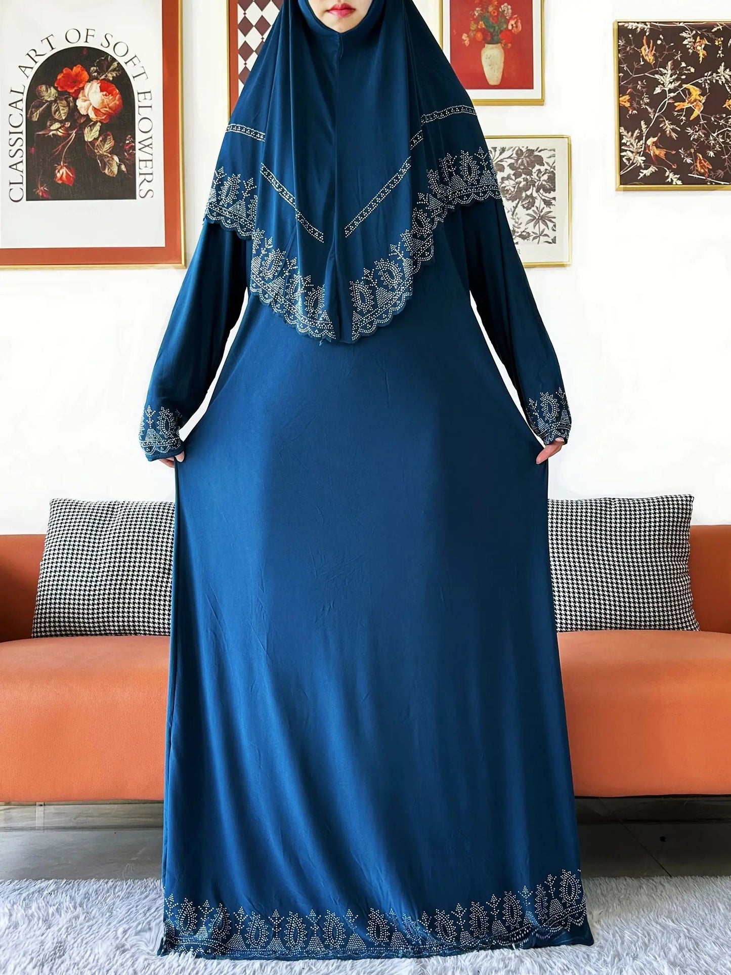 2025 Islamic Women's Hijab Scarf Long Dress Sets Prayer Garment Set Long Khimar Dress And Hijab Combo for Ramadan Daily Wear