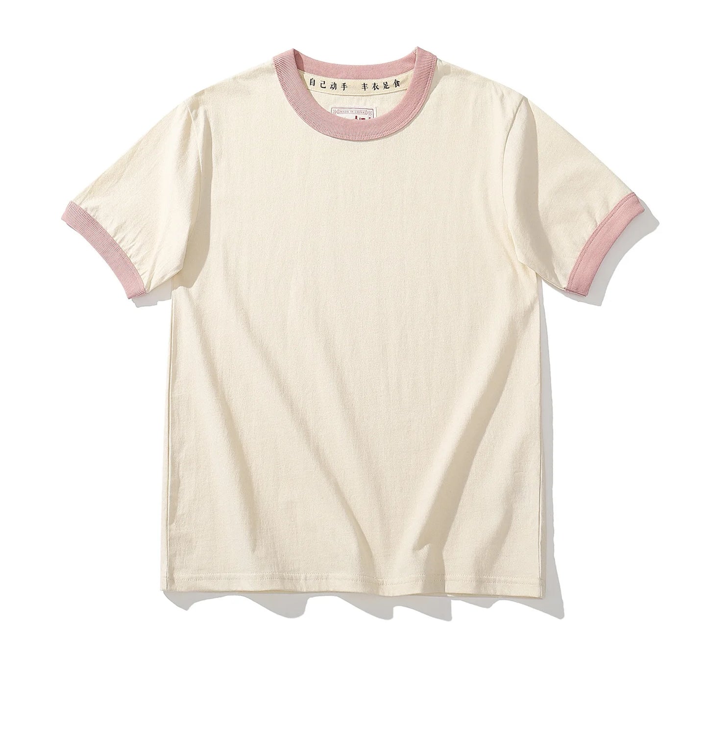 Summer New Couple Beach Tops  Fashion Casual Stitching Color Collar Tee Short Sleeve of Unisex Cotton Comfortable O-Neck T-shirt