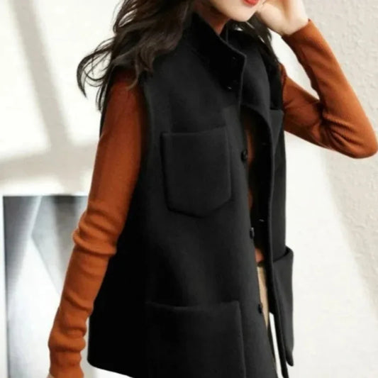 Warm Loose Wool Vest for Women Lightweight Padded Winter Clothing Elegant Waistcoat Woman Working Youthful Coats on Sale Autumn