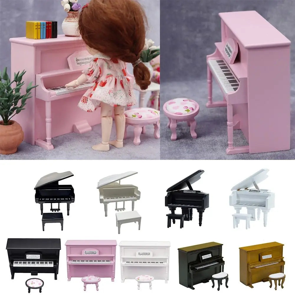 Playing House Dollhouse Musical Instruments 1/12 Doll Piano Craft Wood Multicolor Miniature Pianoforte Doll Accessories