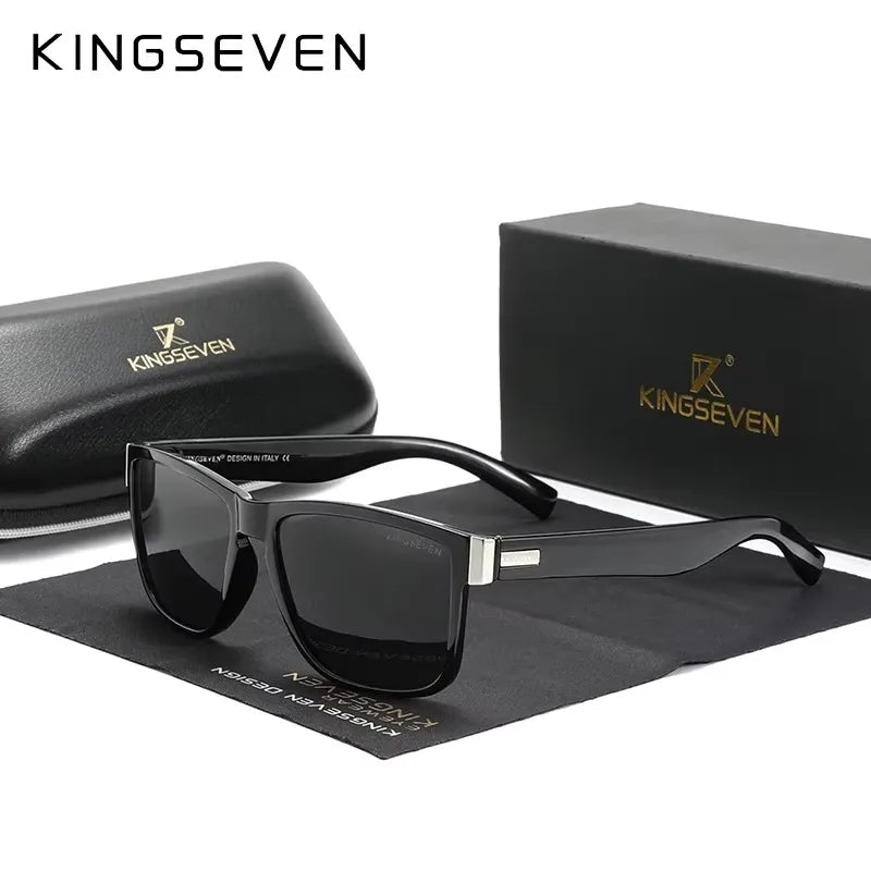 KINGSEVEN Polarized Lens Sun Glasses Women High Quality Retro Men Square Full Frame Decorative Glasses UV400 Goggles Eyewear