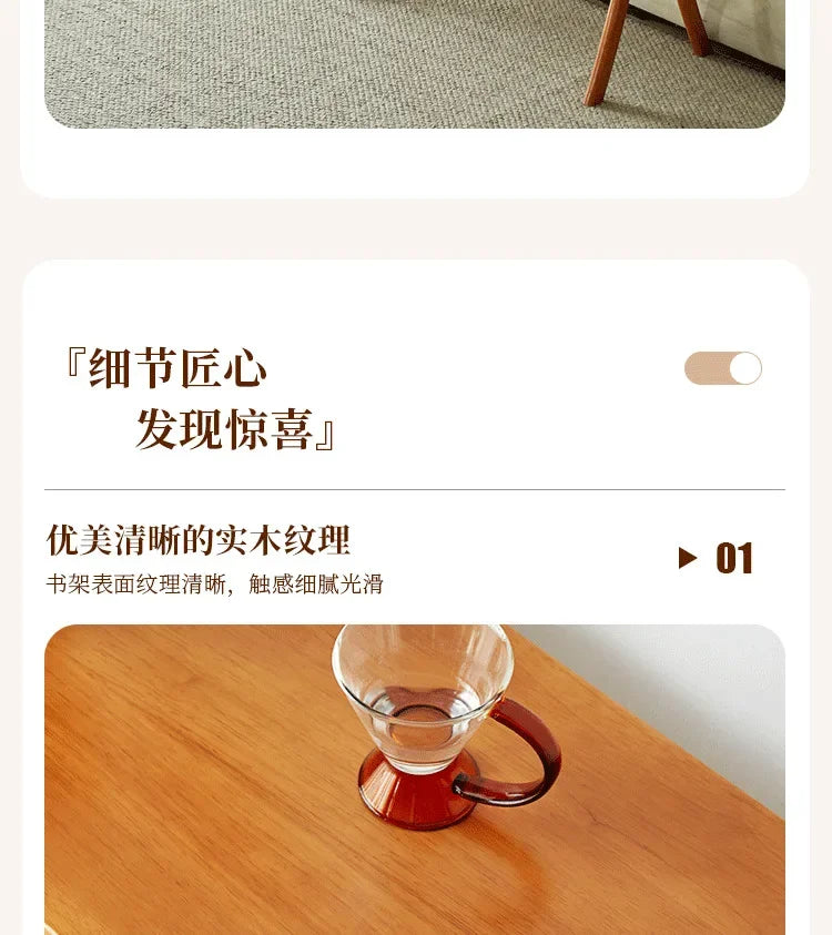 Walnut Solid Wood Middle Ancient Style Sofa Corner Shelf Narrow Cabinet Floor Bookshelf for Small Living Room Storage