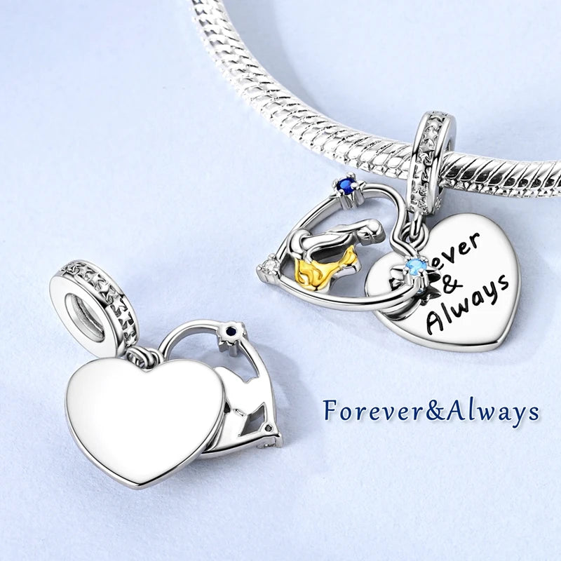 925 Sterling Silver Girl Holding Dog Charms Beads Fit Original 925 Bracelet Making Gift for Woman Jewelry Diy Fashion Pendant