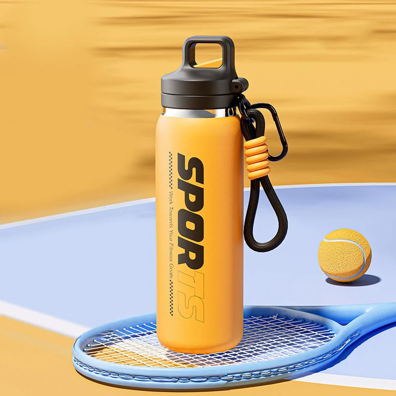 New Insulated Water Bottle, Portable, Unisex, Outdoor Cycling Water Bottle, One Lid, Double Drinking Straw.