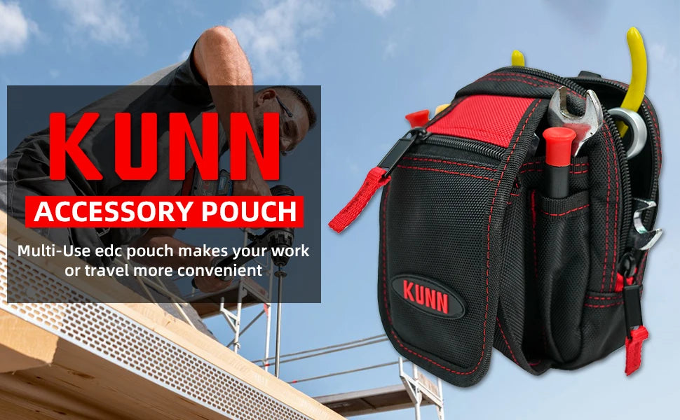 KUNN Tool Pouch Heavy Duty Electrician Accessory Pouches with Multi-Use Pocket for Tools,Cellphone