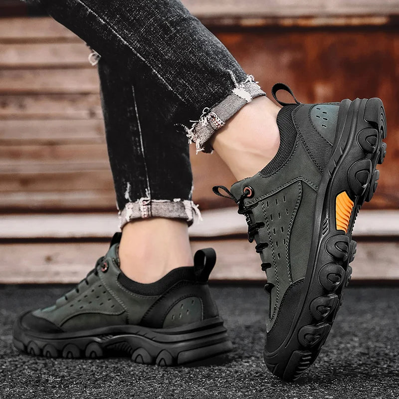 Genuine Leather Men's Casual Shoes Outdoor Sneakers Non-Slip Sports Hiking Footwear Leisure Walk Male Treking Footwear Trainers