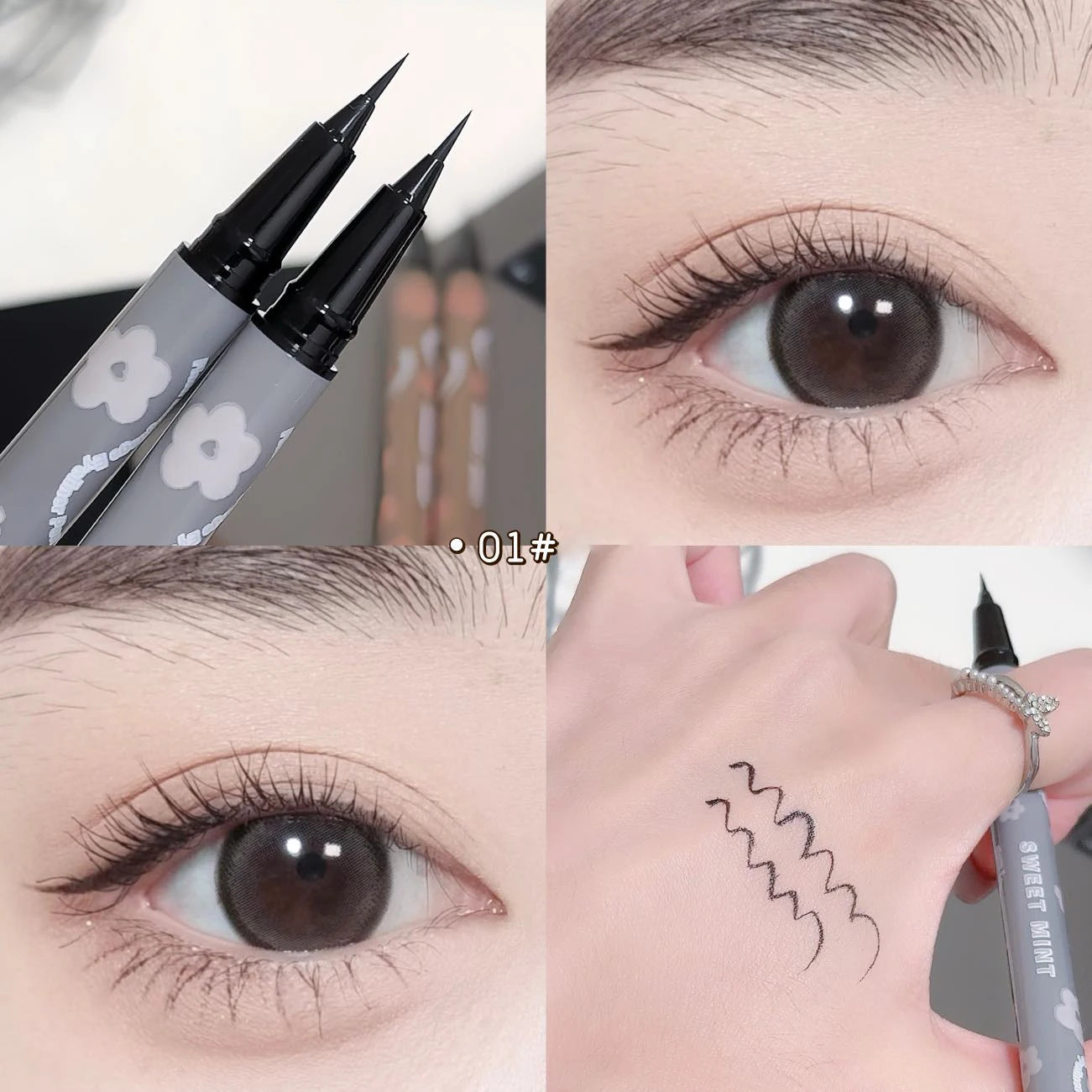 SWEETMINT Eyeliner Pen Quick Dry Liquid Eye Liner Easy To Draw Ultra-fine Lying Silkworm Pencil Black Brown Lower Eyelash Makeup