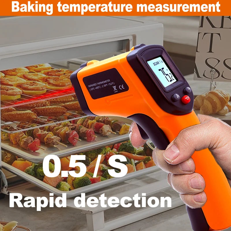 Laser Temperature Gun Infrared Thermometer Sensor Handheld Non-contact IR LCD Industrial Pyrometer Digital BBQ thermometer400 °C