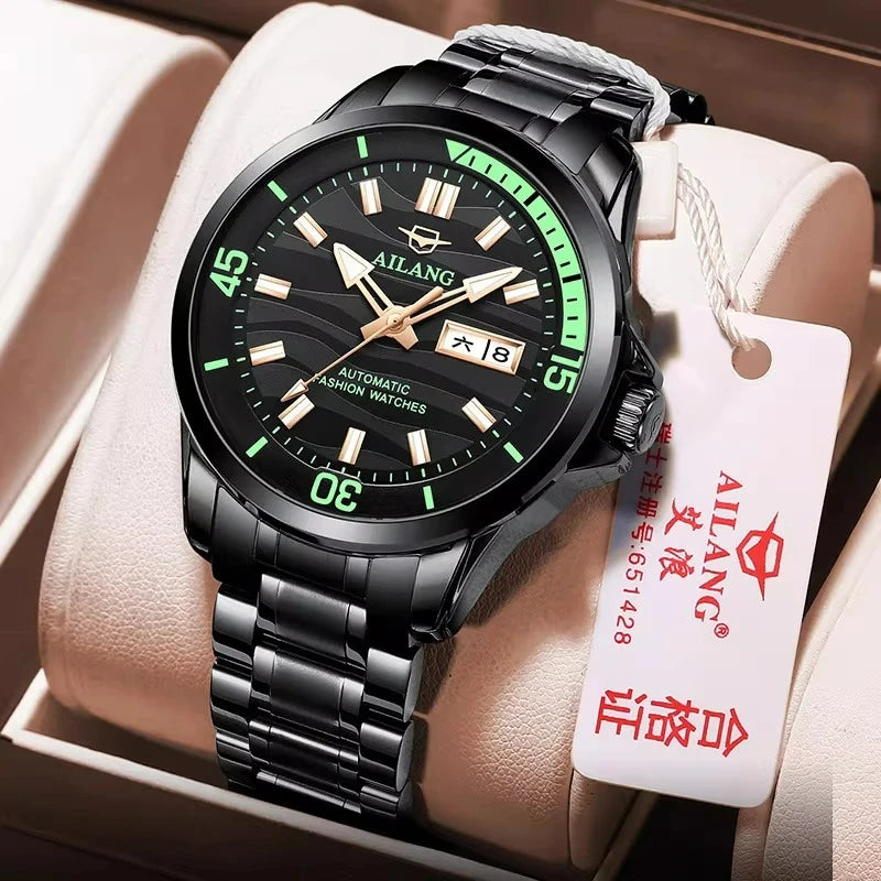 AILANG Men's Automatic Mechanical Watch Luxury Sports Waterproof Multi-Functional Wristwatch with Calendar Fashionable Brand
