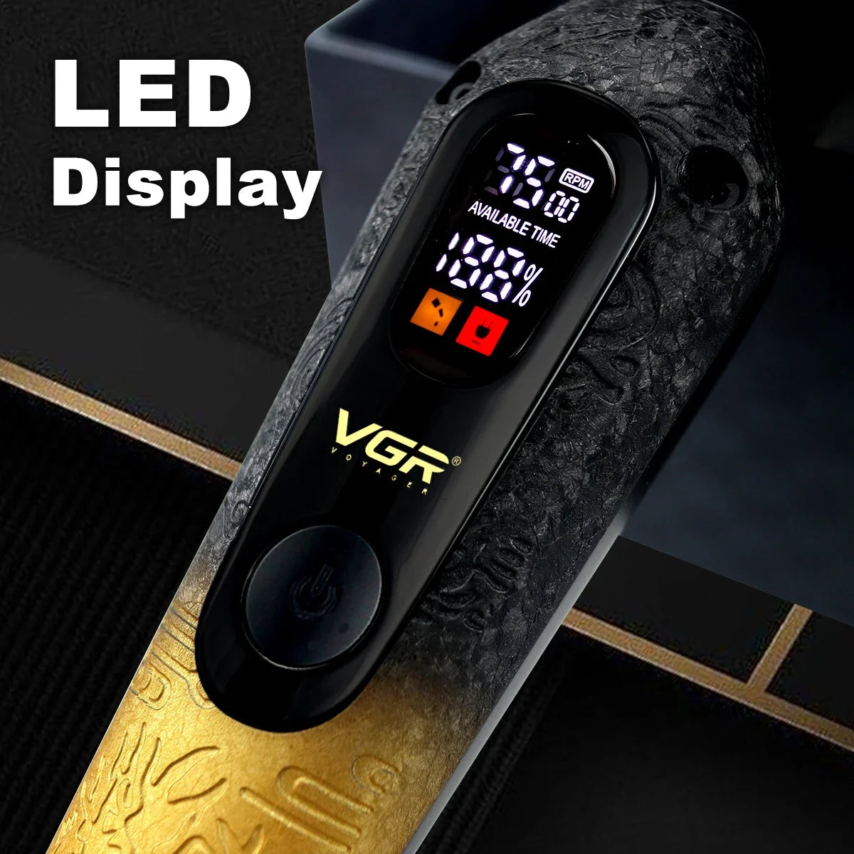 VGR V-879T Hair Trimmer for Men DLC Blade T-Blade 7500RPM LCD Display 1500mAh Professional Hair Clipper Finishing Machine