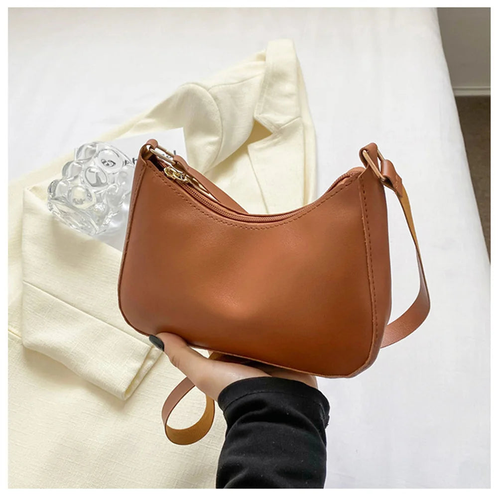 WOMEN'S Bag Underarm Bag  Handbags Retro Solid Color PU Leather Shoulder Underarm Bags Casual Women Hobos Handbags