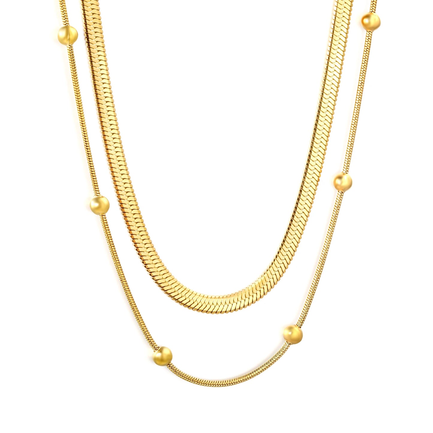 Fashion Trend Collarbone Necklace Double-Layer Chain Jewelry Stainless Steel Gold-Plated Elegant Waterproof Accessory for Women