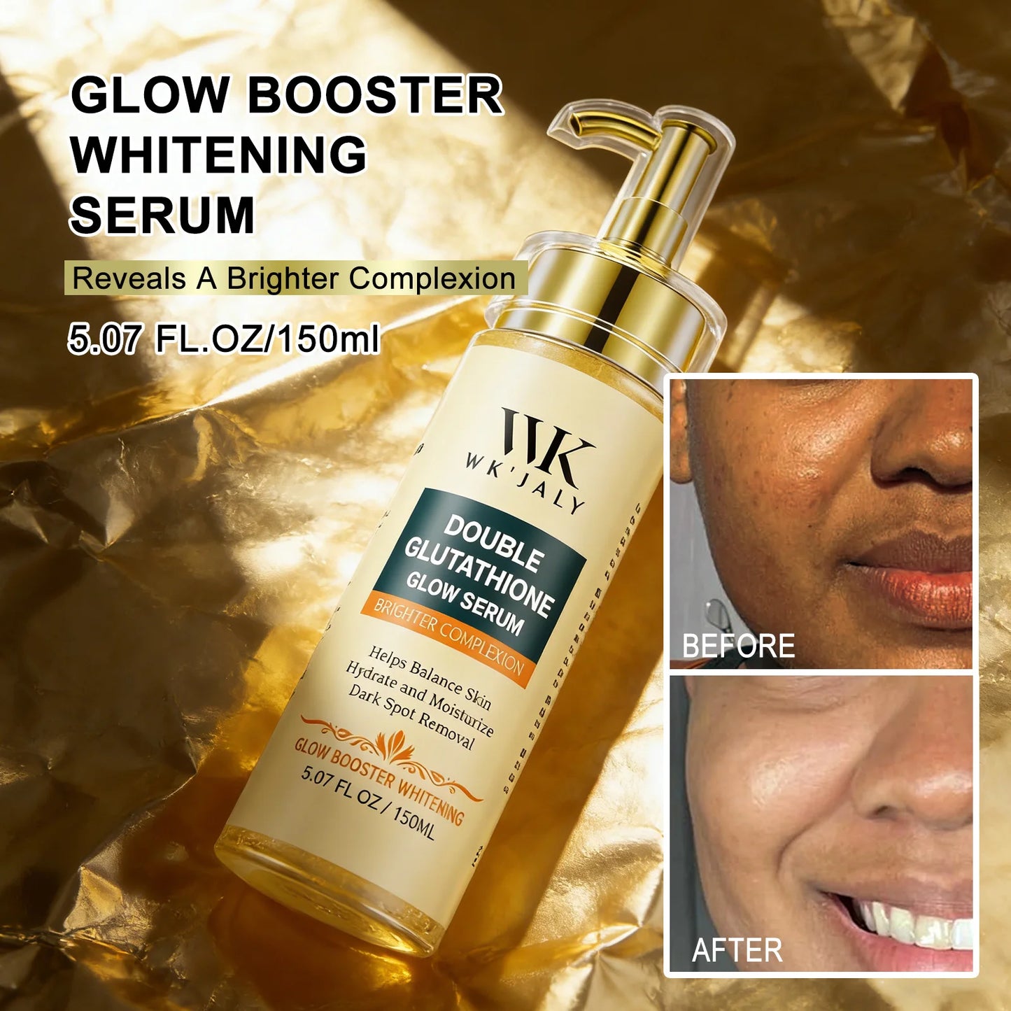 WK JALY Whitening Skin Care Set, Moisturize With Collagen, Glutathione, Natural Turmeric, Remove Acne, Dark Spot, Even Skin Tone