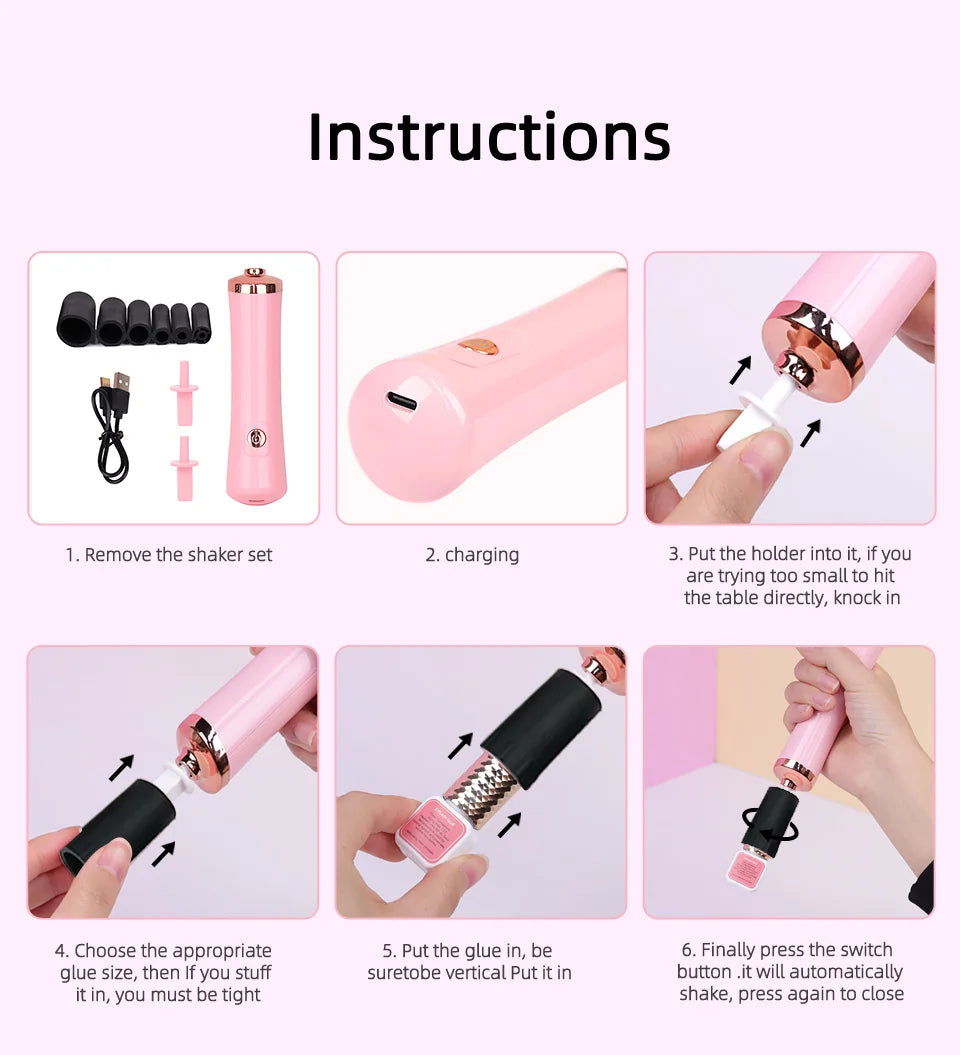 Portable Eyelash Glue Shaker USB Electric Wake-up Device for Nail Polish Tattoo Ink Pigment Liquid Shaking Machine Eyelash Tools