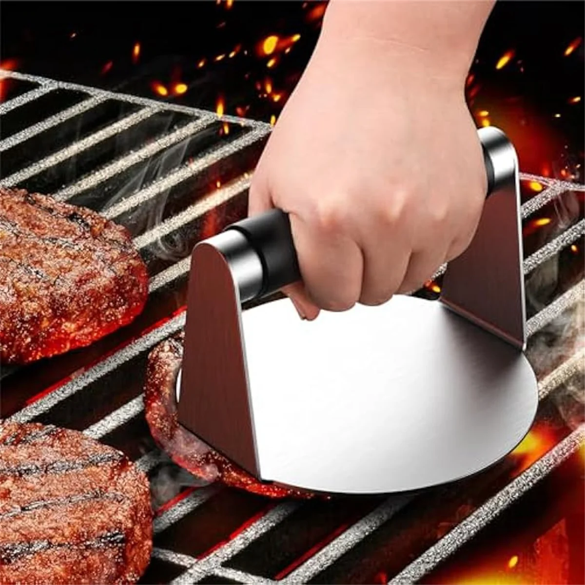 Smash Burger Press,Hamburger Smasher Tool for Griddle, Stainless Steel Ham Patty Press,Grill Press for Smashburger