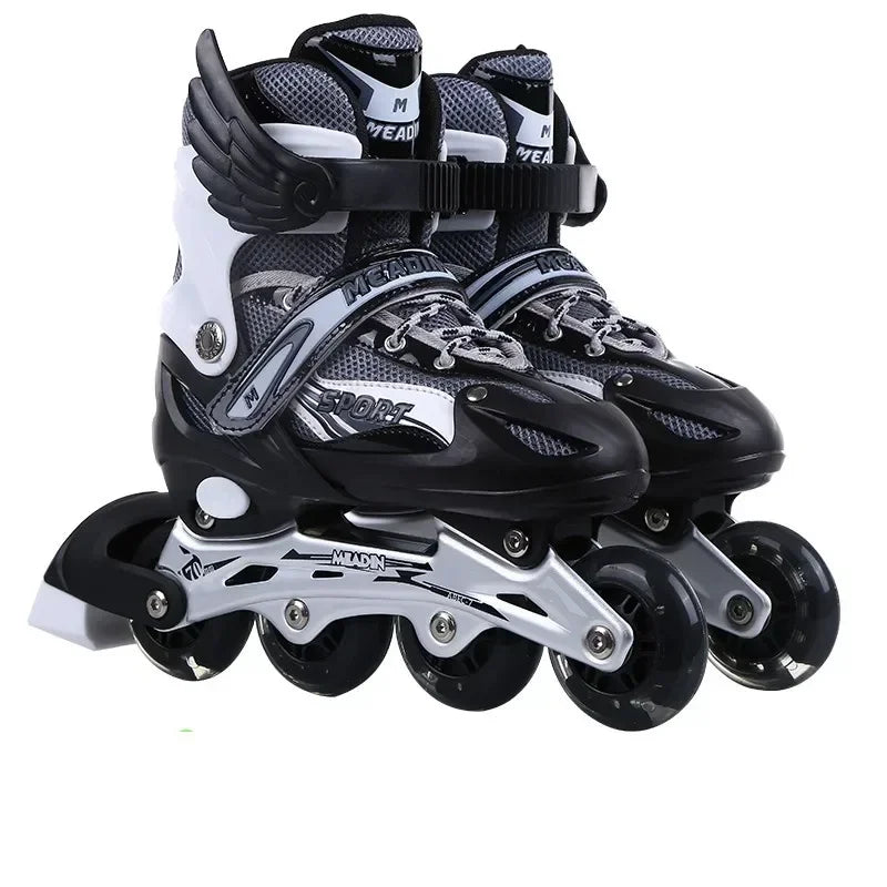 2025 Skating shoes, children's flash straight row roller skating shoes, roller skating shoes, adjustable for both men and women