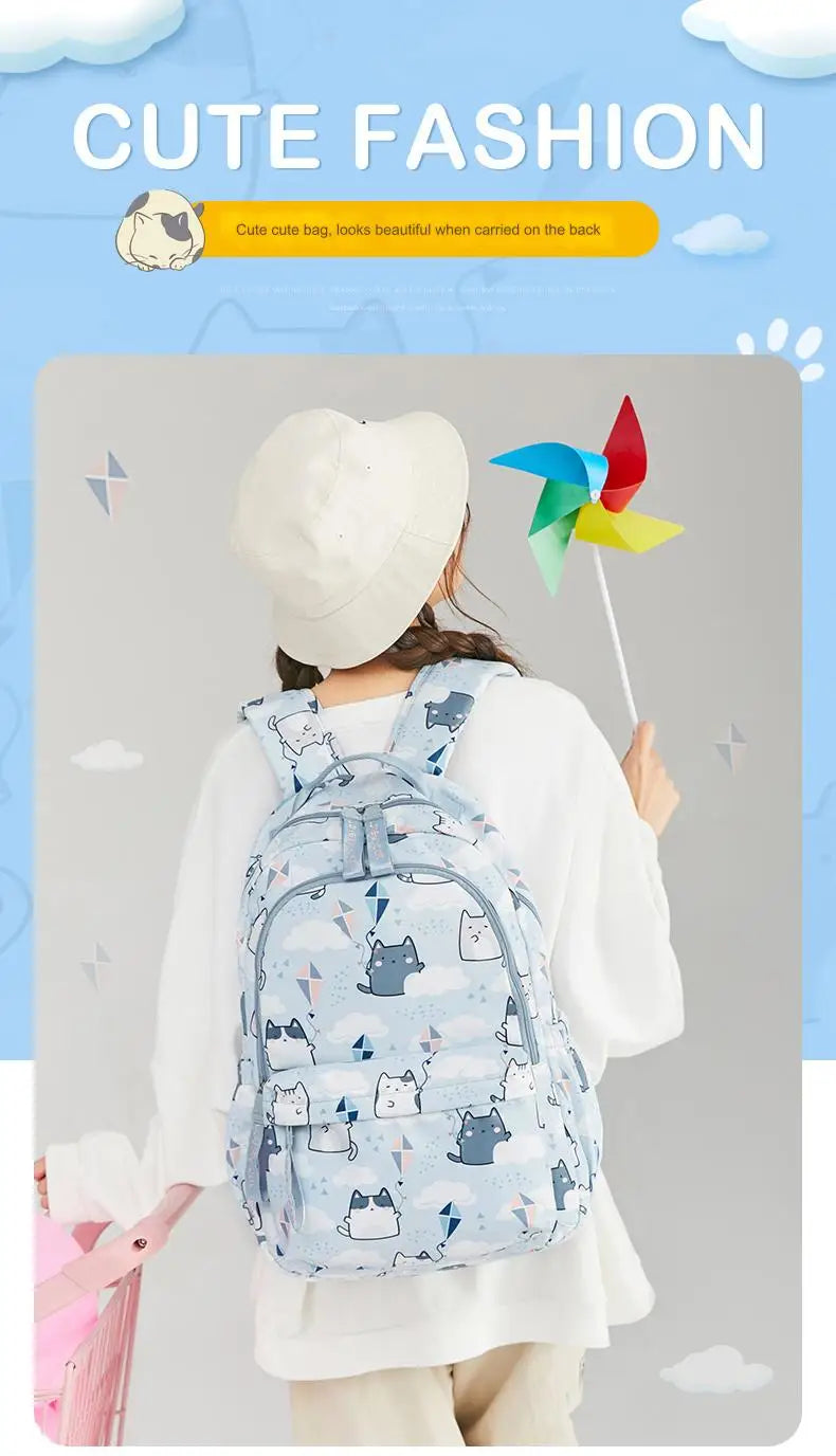 School Bags for Girls Cute Printing Cat School Backpack and Handbag Kawaii Children Backpack Back To School 2024 Mochila Escolar
