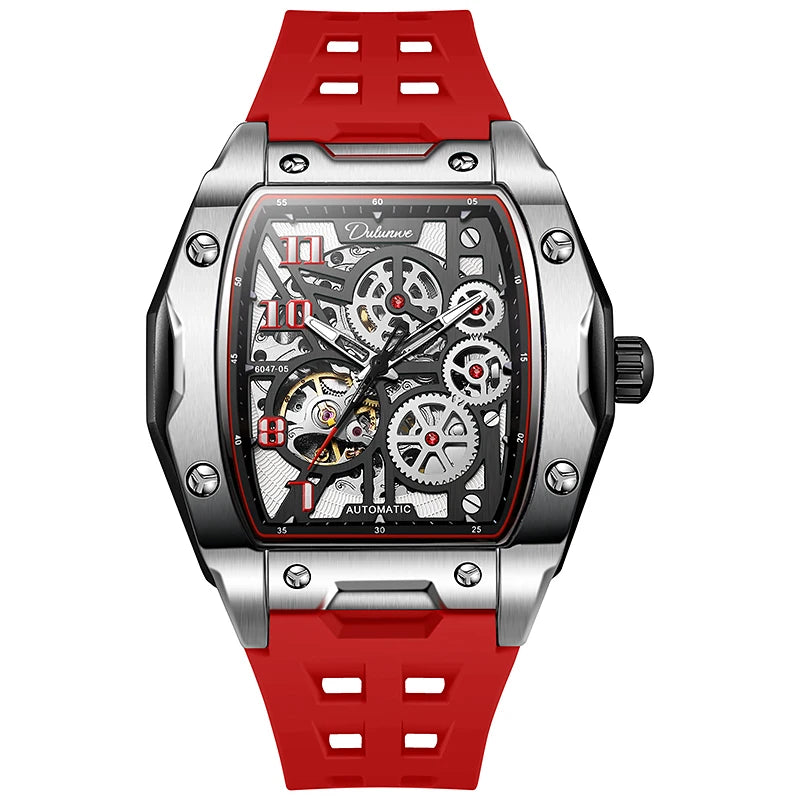 Watches For Men Original Automatic Mechanical Watch Skeleton Waterproof Luminous Men's Watch White Rubber Strap Reloj Hombre