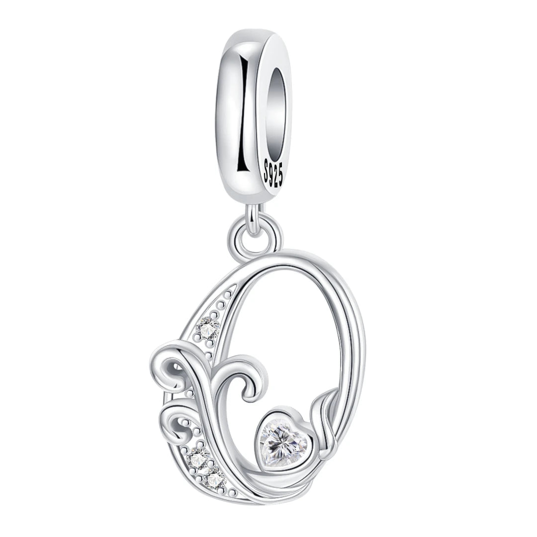 925 Sterling Silver  A-Z 26 English Letters Retro Fashion Pendant Fit Original Bracelet Charm Beads Necklace Diy Female Jewelry