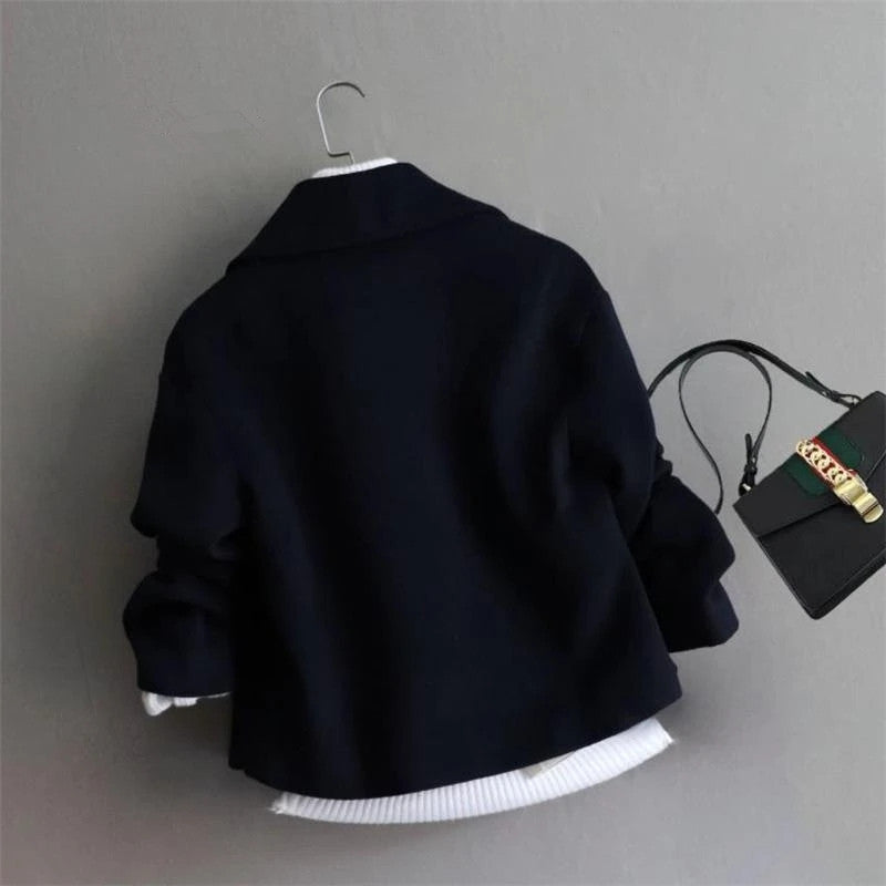 Fashionable Double Breasted Suit Collar Cardigan Wool Jacket for Women's Coat 2023 Autumn and Winter New Wool Coat for Women