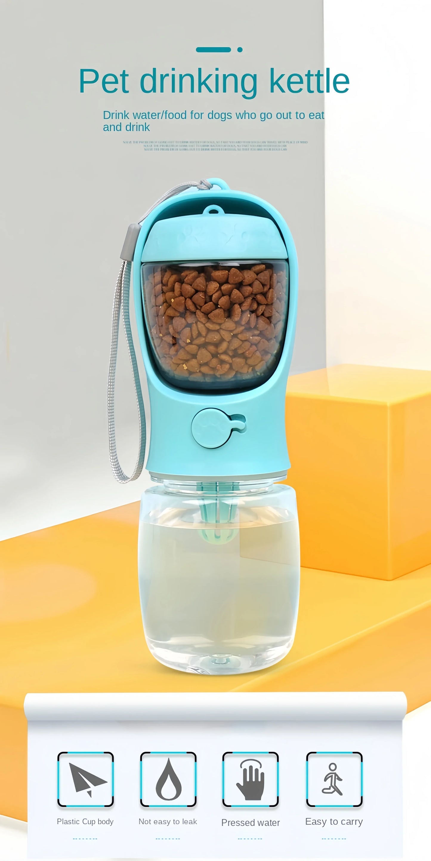 Pet Dog Water Bottle Portable Food Grade Material Dog Cat Travel Pet Water Cup Bottle with Food Dispenser Puppy Water Bottle