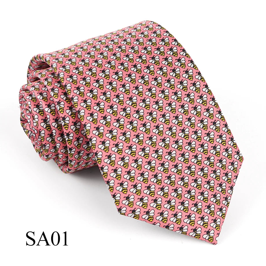 Tailor Smith 100% Silk Ties For Men Fashion Necktie With Bee butterfly sailboat  Animal Pattern Tie Father's Day Birthday Holida