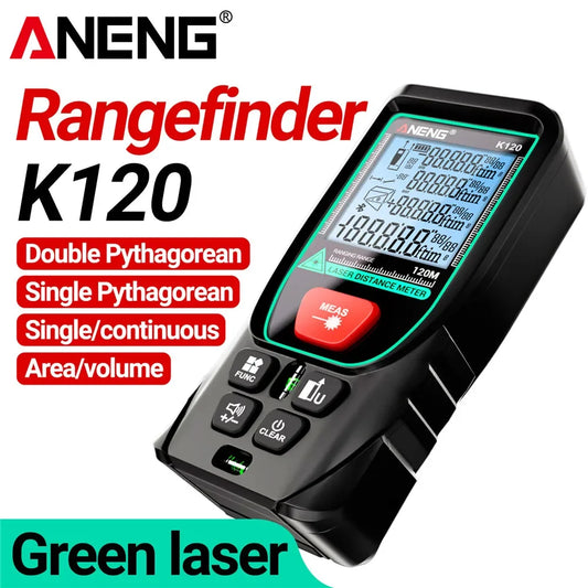 Laser Rangefinders ANENG K120 Distance Meter Laser Tape Measure 50M 70M 100M 120M Electronic Ruler Useful Measurement Test tools