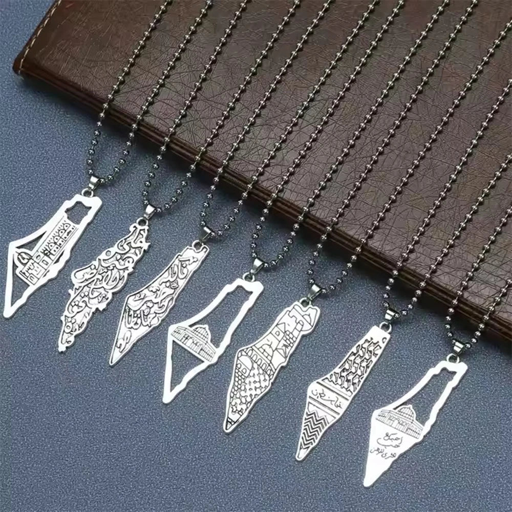 Palestine Country Map Flag Pendant Necklace for Men Women Stainless Steel Necklaces Jewelry Gifts