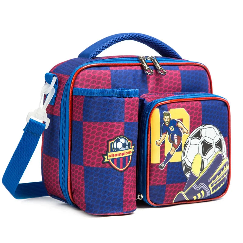 Primary School Lunch Bags for Children Complete Kit Handbags for Boys Lunch Box With Bottle Pockets Lunch Accesorios for Kids