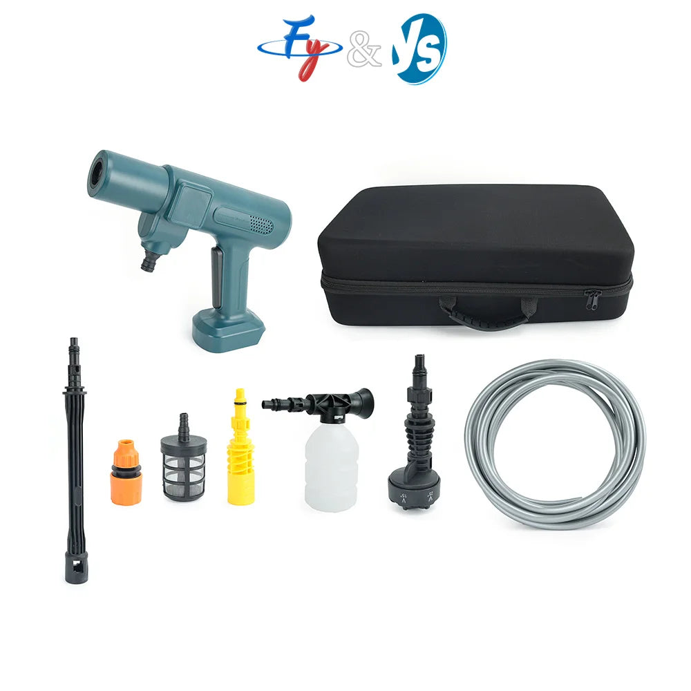 Portable Rechargeable Electric Pressure Washer with Hose, Multi-Nozzle for Car Washing, Garden Watering, Outdoor Cleaning
