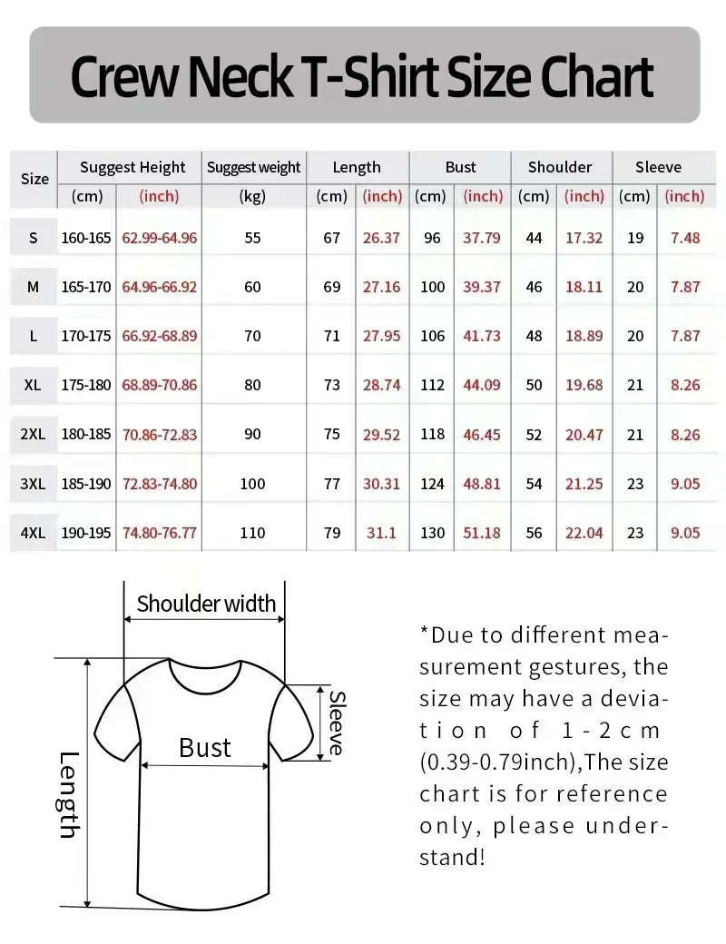 Men's Cotton Short Sleeved T-shirt Oversized T-shirt Loose Casual Fashion Gym Training and Sports Summer Novelty
