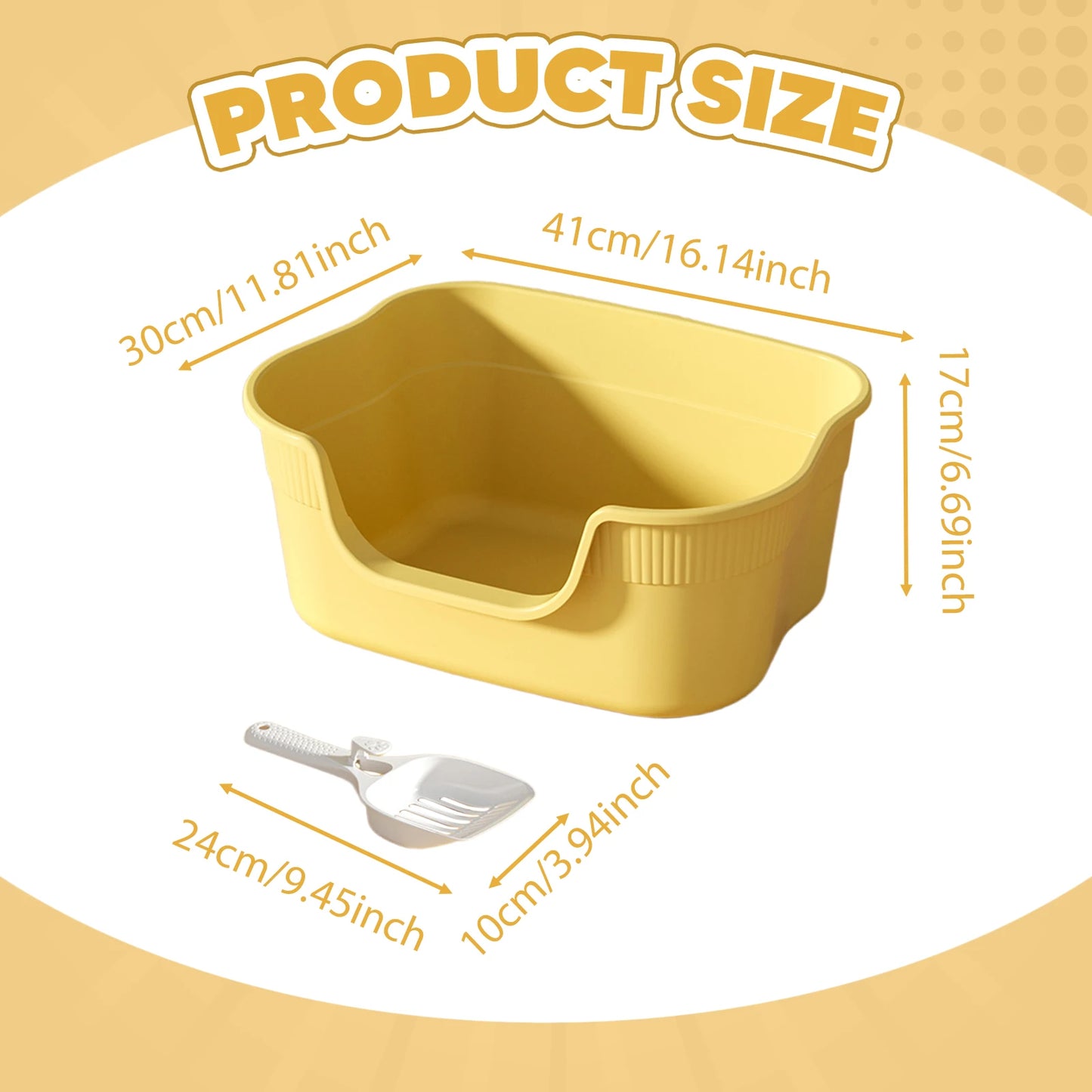 Semi Enclosed Cat Litter Box Anti Splashing Cat Toilet Sand Box with Litter Shovel Pet Bedpan Tray Pet Cleaning Supplies
